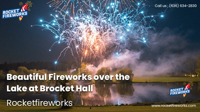 Beautiful fireworks over the lake at Brocket Hall – Rocket Fireworks